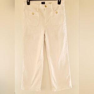 J Crew 12 White Wide-Leg Pants with Gold Accent sailor nautical